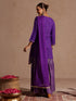 Janasya Women's Purple Rayon Gold Printed Short Kurti With Sharara & Dupatta Set